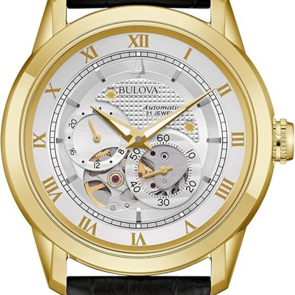 Bulova Mens Classic Sutton 4-Hand Automatic Watch with Gold Stainless Steel 42mm - Picture 1 of 3